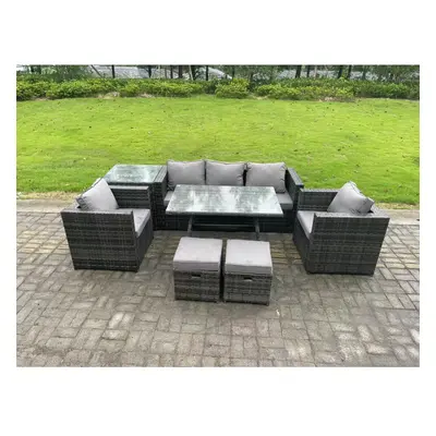 Fimous Seater Rattan Outdoor Furniture Garden Dining Set with Lounge Sofa Dining Table Armchairs