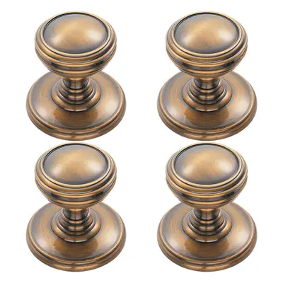 4x Ringed Tiered Cupboard Door Knob 25mm Diameter Bronze Cabinet Handle