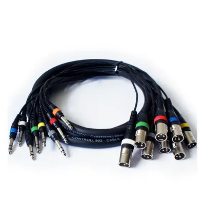 2.5m Way XLR Male to 6.35mm 1/4" Stereo Plug Loom Cable Lead Mic Stage Multicore