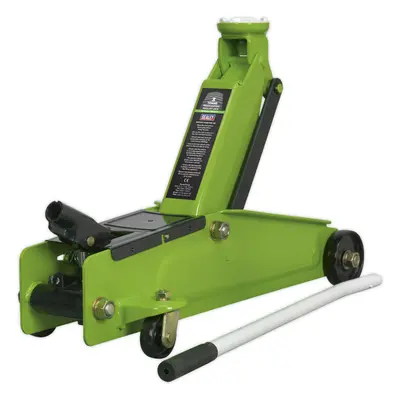 Heavy Duty Long Chassis Trolley Jack - 3000kg Limit - 432mm Max Height - Green