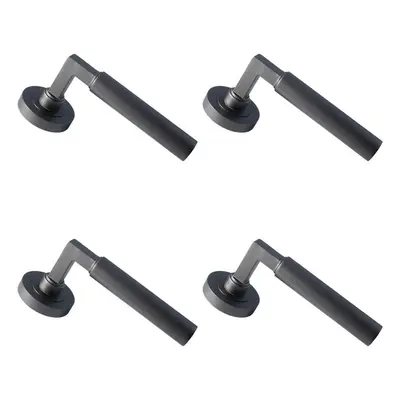 4x PAIR Straight Round Bar Handle on Round Rose Concealed Fix Matt Bronze