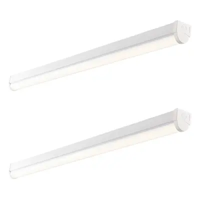 2 PK 5ft High Lumen Emergency Batten Light - 65.5W Cool White LED - Gloss White