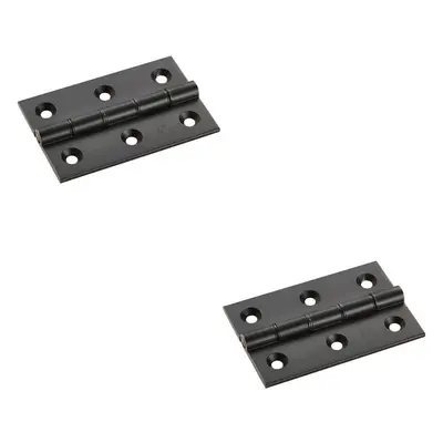 2x PAIR x x 2.5mm Brass Washered Butt Hinge Matt Black Internal Door