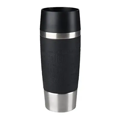 Travel Mug 036L BlackSilicone Sleeve LeakProof Thermal Mug DoubleWalled Vacuum Insulation Hot Co