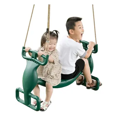 The Magic Toy Shop Tandem Swing for Kids Two Child Adjustable Swing Seat Siblings Friends Outdoo