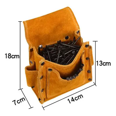 (Option 2) Retro Pouch Hardware Organizer Multipurpose Artificial Leather Portable Tool Bag Hold