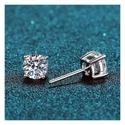 (as the picture, 1ct 6.5mm) Real 0.1-2 Carat D Color Moissanite Earrings For Women 100% Sterling