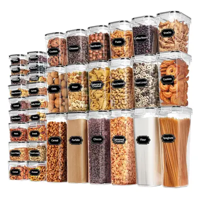 Kitchen Pantry Organization and Storage, BPA Free, Plastic Kitchen Storage Containers with Lids 