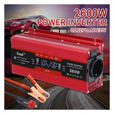 (red, 12V 230V 2600W) 2600w (peak) 12v To 230v Watt Rated Vehicle Power Inverter With Lcd Displa