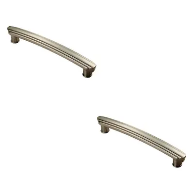 2x Ridge Deisgn Curved Cabinet Pull Handle 160mm Fixing Centres Satin Nickel