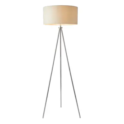 Sleek Tripod Floor Lamp Chrome E27 Free Standing Lounge Light & Ivory Shade