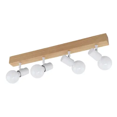 4 Spot Wall Flush Ceiling Light Colour Brown White Shade Bulb E27 4x60W