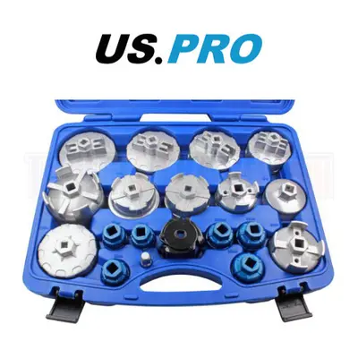 US PRO Tools 19pc Oil Filter Wrench Set Cup Leg Socket Types Various Models