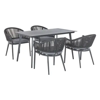 Garden Dining Set Seater MILETO with Cushions Metal Grey