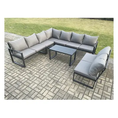 Fimous Aluminium Seater Patio Outdoor Garden Furniture Lounge Corner Sofa Set with Oblong Coffee