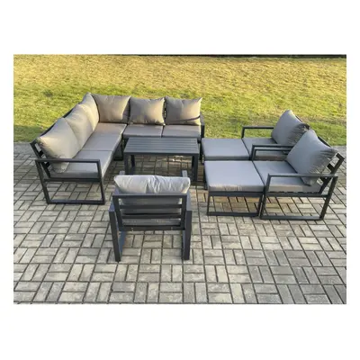 Fimous Seater Aluminium Outdoor Garden Furniture Set Patio Lounge Sofa with Oblong Coffee Table 