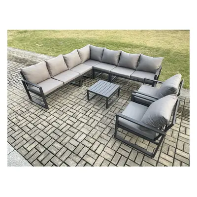 Fimous Outdoor Garden Furniture Patio Lounge Corner Sofa Aluminium Set with Square Coffee Table 