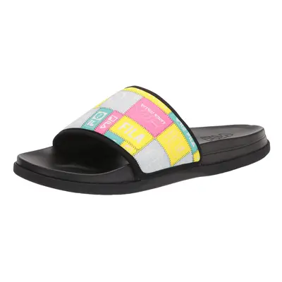 Fila Women's Drifter Lux Patchwork Slide Sandal Black/Multi/Multi