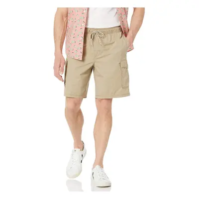 Mens Elastic Waist cargo Short, Khaki Brown, X-Small