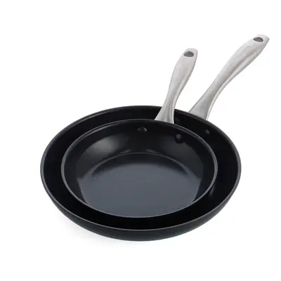 GreenPan Lima Midnight Hard Anodized Healthy Ceramic Non-Stick cm and cm Frying Pan Skillet Set,