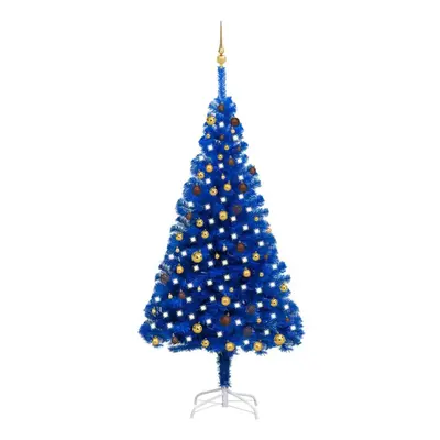 vidaXL Artificial Pre-lit Christmas Tree with Ball Set Xmas Tree Blue PVC