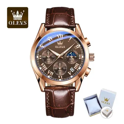 (Coffee) Olevs Waterproof Luminous Quartz Watch