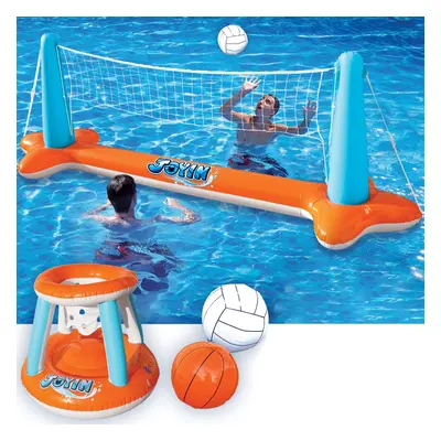 JOYIN Inflatable Pool Float Set Volleyball Net & Basketball Hoops Flo