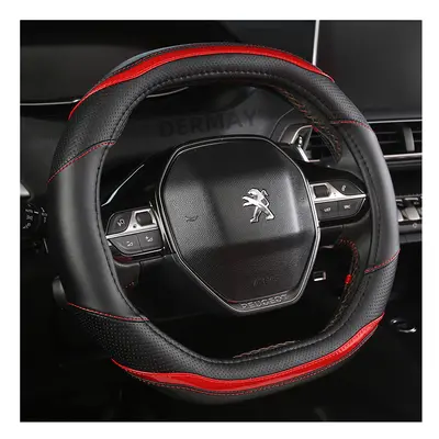 (Red) for Peugeot 4008 Car Steering Wheel Cover Carbon Fibre + PU