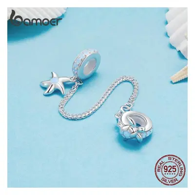 (925 silver) Bamoer Sterling Silver Underwater World Silica Gel Safety Chain Charms For Women Br