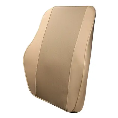 (Beige support) Car Headrest Pillow Pu Leather Memory Foam Comfortable Neck Pillows Support