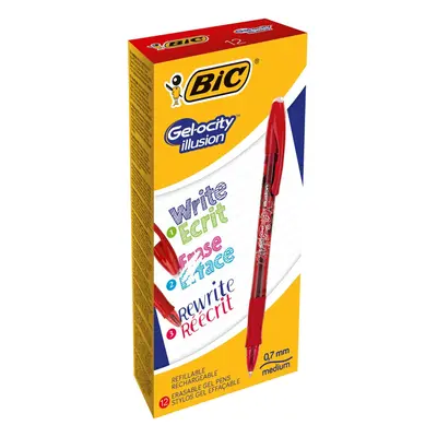 BIC 0.7ÃÂ mm "Gel Ocity" Illusion Gel Pen - Red (Pack of 12)