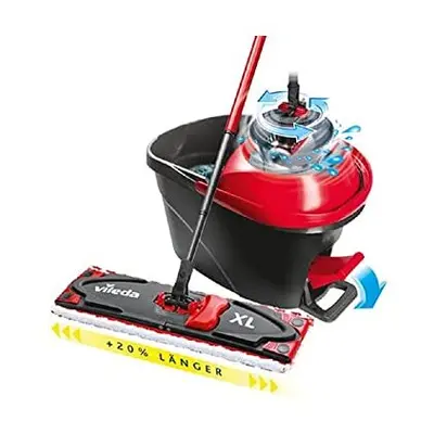 Ultramax Turbo 2-in-1 Floor Mop Complete Set, Microfibre Cover and Bucket with Power Spinner, Ex