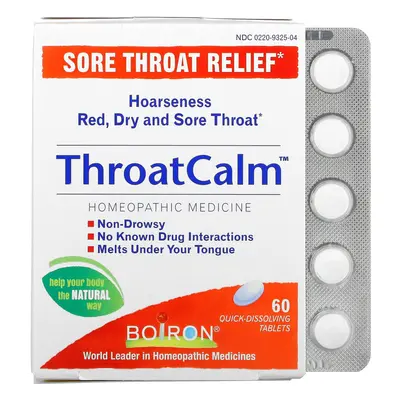 Boiron, ThroatCalm, Sore Throat Relief, Quick-Dissolving Tablets