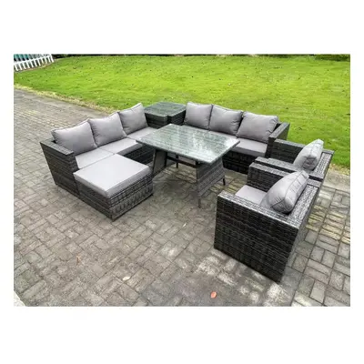 Fimous Seater Wicker Rattan Outdoor Furniture Lounge Sofa Garden Dining Set with Dining Table Ar