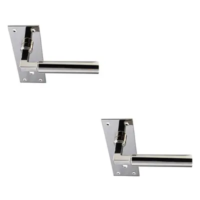 2x PAIR Round Bar Handle on Slim Lock Backplate x 50mm Polished Nickel