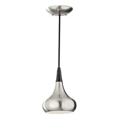 1 Bulb Ceiling Pendant Light Fitting Brushed Steel LED E27 60W Bulb