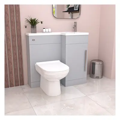 Nes Home Matte Grey Shape Flat Pack RH 900mm Vanity WC Unit & BTW Toilet