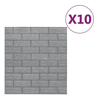 vidaXL 10x 3D Wallpaper Bricks Self-adhesive Anthracite Wall Stickers Brick 3D