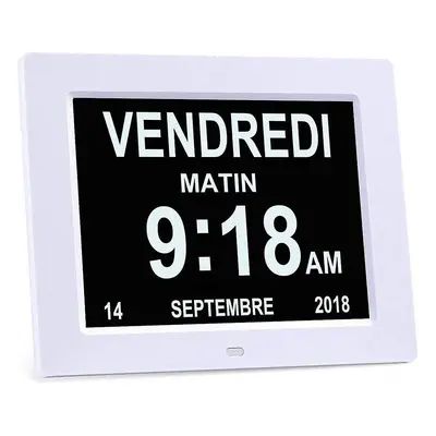 8" LCD Digital Calendar Clock with Date, Calendar Clock with Date, Day and Time