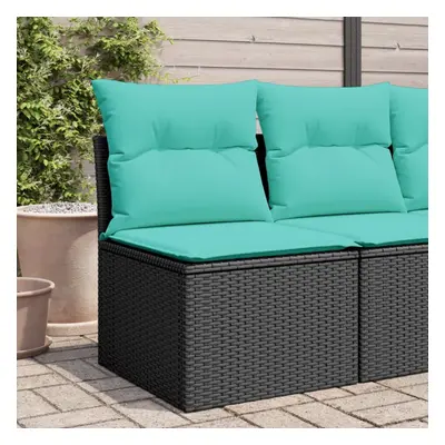 vidaXL Patio Sofa Armless with Cushions Black Poly Rattan