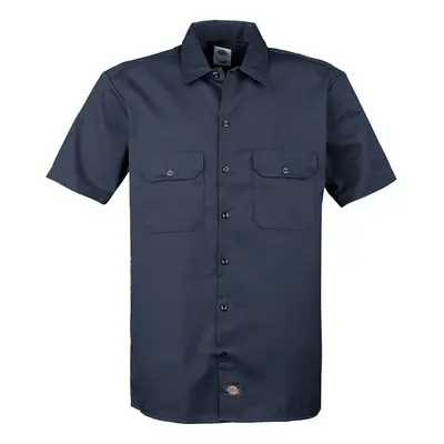 Dickies mens Short Sleeve Work Big and Tall Button Down Shirt Navy