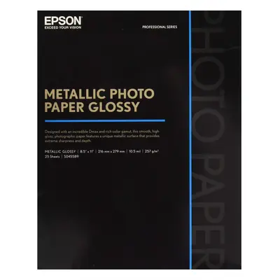 Epson S045589 Professional Series Metallic Photo Paper Glossy Sheets 8.5x11 inch