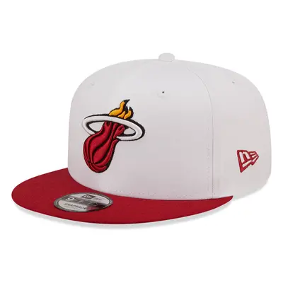 (S/M, White) New Era Miami Heat White Crown Team 9FIFTY Snapback Cap Hat - White