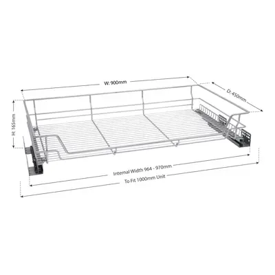 (for 1000mm unit) Pull out Cabinet Wire Baskets Soft Close Runners