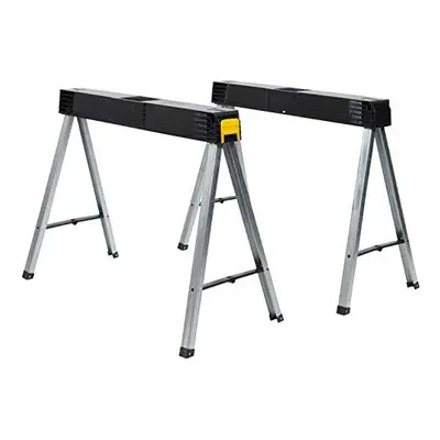 STANLEY Folding Work Bench Saw Horse Twin Pack, Heavy Duty Metal Leg with Side Latch, 1-97-475