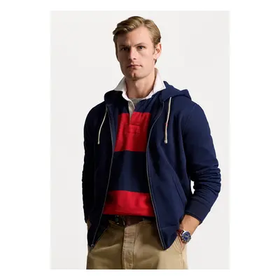 (UK Size Navy) Polo Ralph Lauren Men's Classic Fleece Full Zip Pony Logo Hooded Sweatshirt