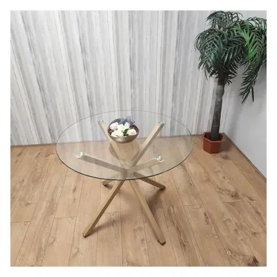 Dining Table Clear Glass Kitchen Place for Seats, Dining Table Only (Clear H x 100 x W cm)