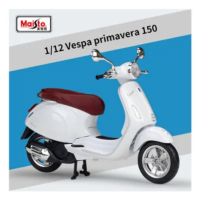 (White) Maisto 1:12 Vespa Primavera Alloy Motorcycle Model Simulation Diecast