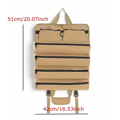 (Khaki) Camping Storage Bag Multifunctional Outdoor Roll Up Tent Peg Carrier Pack Storage Bag Hi