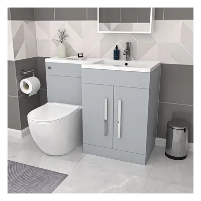 Nes Home Matte Grey 1100mm RH Basin Vanity Cabinet & BTW Modern Curved Toilet